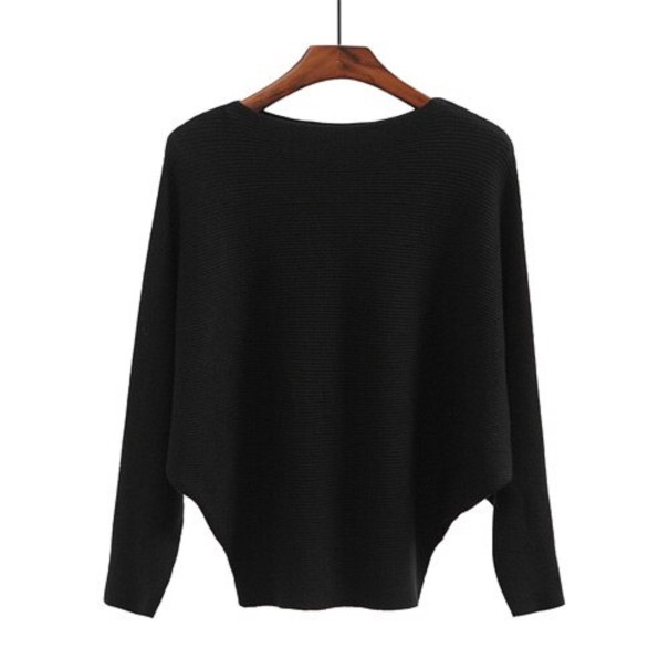 Pull femme avec des manches chauve-souris noir