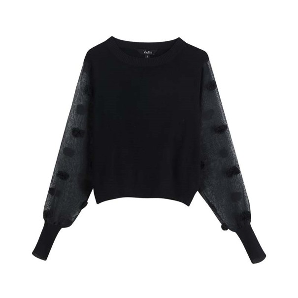 Pull femme avec des manches transparentes S