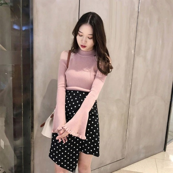 Pull femme avec épaules dénudées G366 rose