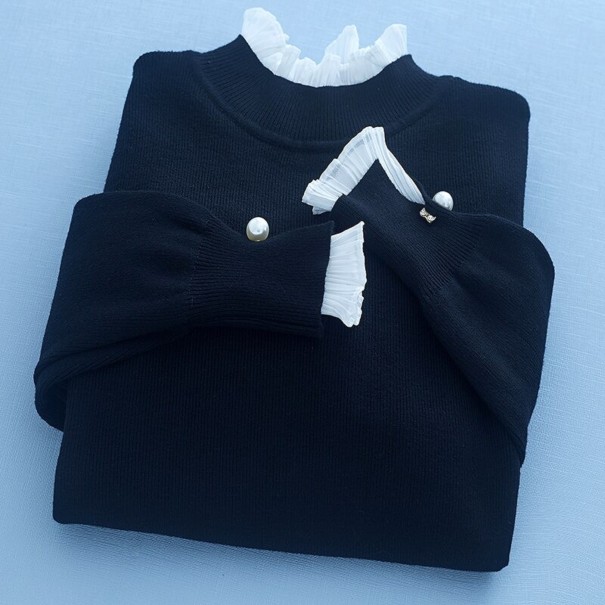 Pull femme avec perles A2344 noir L