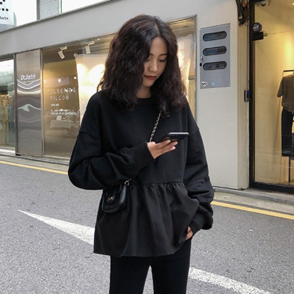 Pull femme avec volants noir L