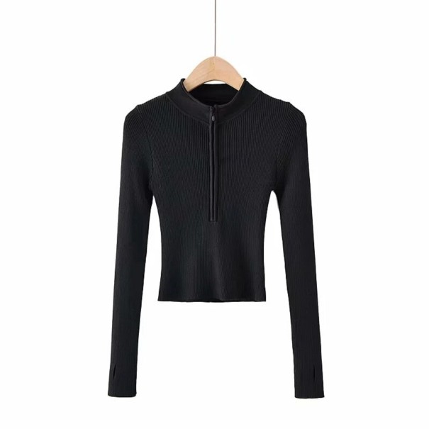 Pull femme avec zip G273 noir S