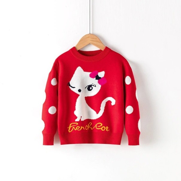 Pull fille L615 rouge 6
