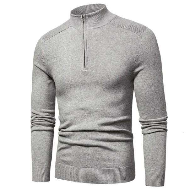 Pull homme avec zip F240 gris M