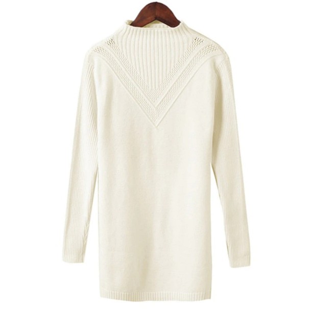 Pull long en tricot pour femmes crème XS
