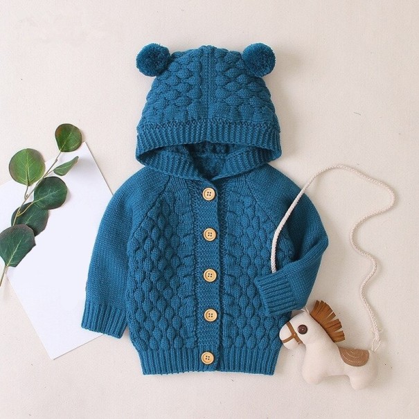 Pull pour enfants avec oreilles L606 bleu foncé 18-24 mois