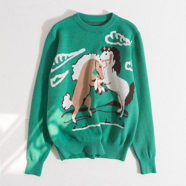 Pull pour femme avec imprimé de chevaux 1