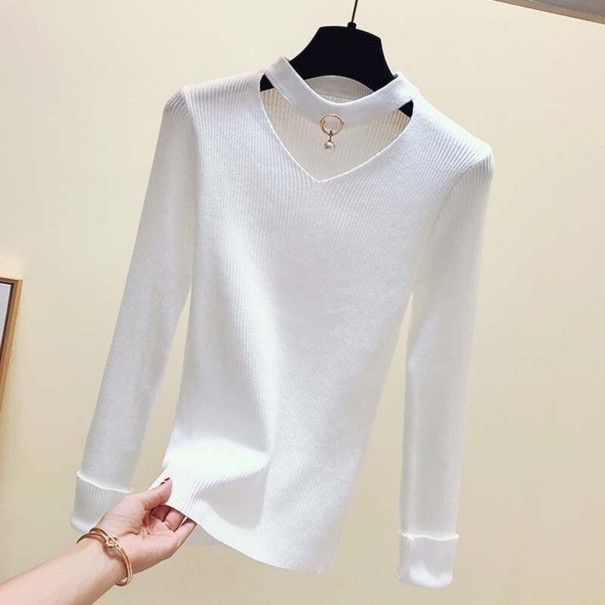 Pull pour femme avec perle blanc