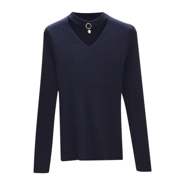 Pull pour femme avec perle noir