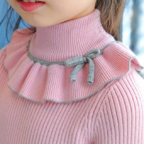 Pull pour fille avec col L595 rose 8