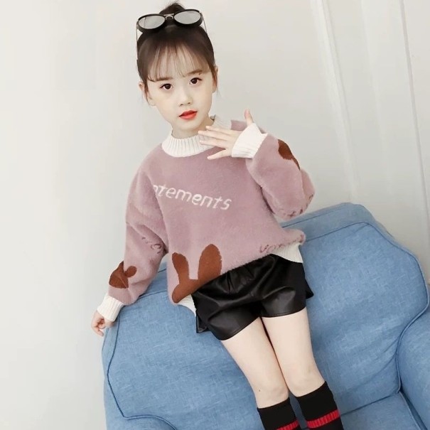 Pull pour fille L639 vieux rose 7