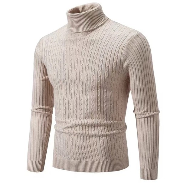 Pull pour homme à col roulé Uni Élégant pull d'hiver pour hommes Pull en tricot stylé Matériau en polyester Différentes couleurs beige XXS