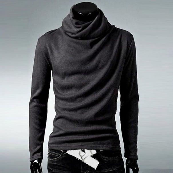 Pull pour homme avec col roulé F265 gris foncé L