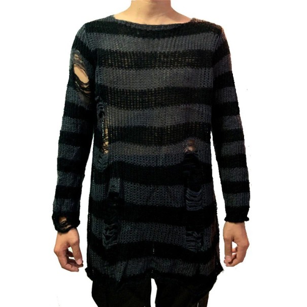 Pull pour homme avec des trous F182 gris foncé
