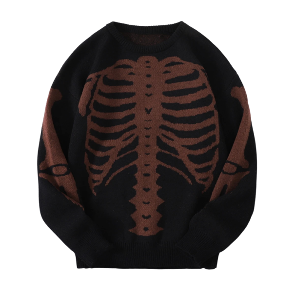 Pull pour homme avec motif de squelette Manches longues Pull en tricot uni avec col rond Mode stylée pour l'automne et l'hiver Polyester Différentes couleurs bordeaux XS