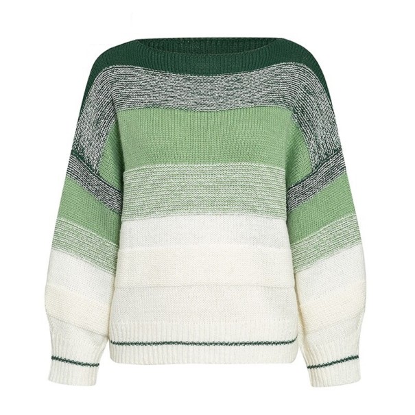 Pull rayé pour femmes G338 vert M