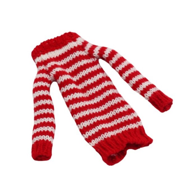 Pull rayé pour poupée rouge