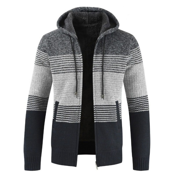 Pull zippé pour homme F176 gris foncé S 2