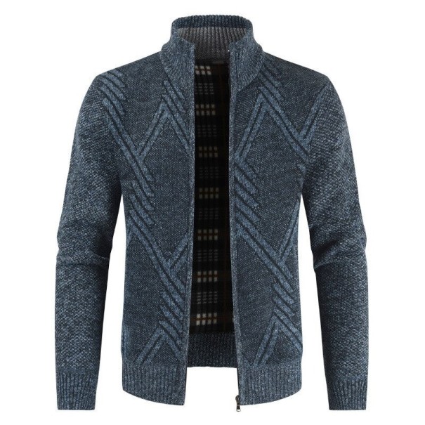 Pull zippé pour homme F208 bleu foncé XL