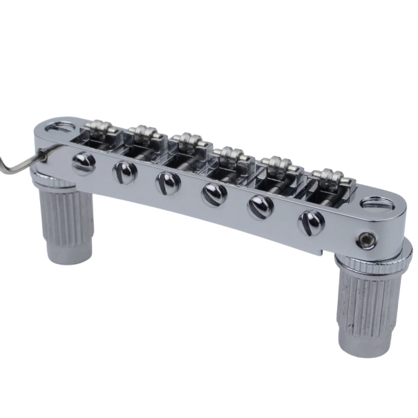 Pulley Saddle Bridge for Electric Guitar LP SG 6 String Adjustable Bridge for Accurate Tuning Metal Construction with Mounting Screws silver