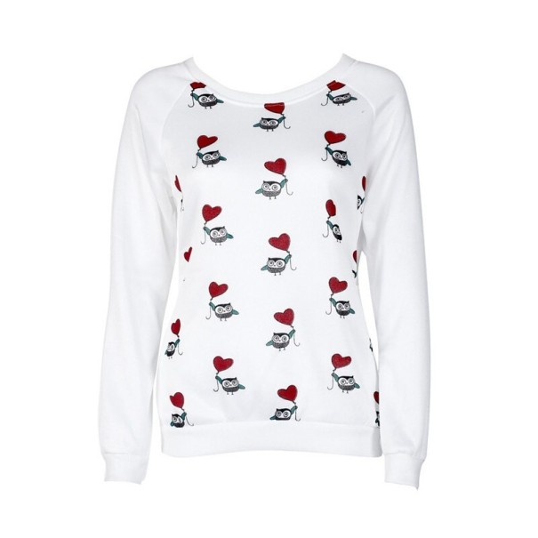 Pullover da donna con gufi bianco M