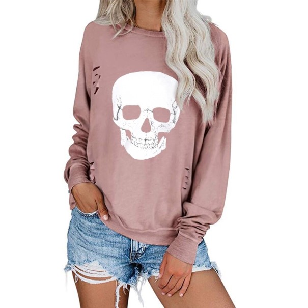 Pullover da donna con teschio rosa antico M