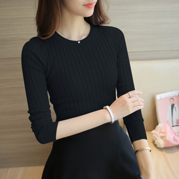 Pullover de gola alta com mangas longas J2719 preto