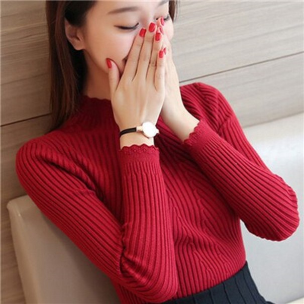 Pullover de Gola Alta para Senhora A2126 vermelho