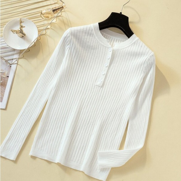 Pullover feminino com botões G283 branco