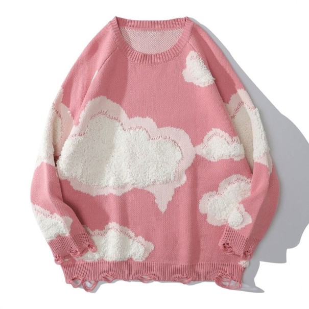 Pullover mit Wolken rosa XL