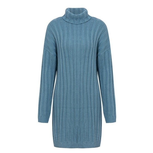 Pulloverkleid für Damen mit Rollkragen blau S