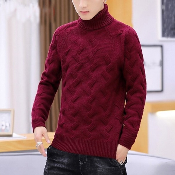 Pulover bărbătesc cu guler burgundy XS