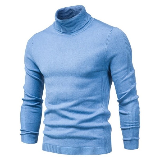 Pulover bărbătesc cu guler F171 albastru deschis XS