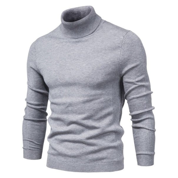 Pulover bărbătesc cu guler F171 gri deschis XS