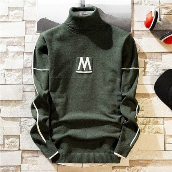 Pulover bărbătesc cu guler F179 verde inchis S