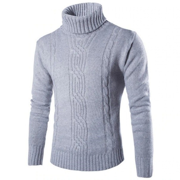 Pulover bărbătesc cu guler F21 gri deschis M