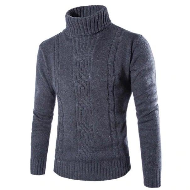 Pulover bărbătesc cu guler F21 gri inchis S