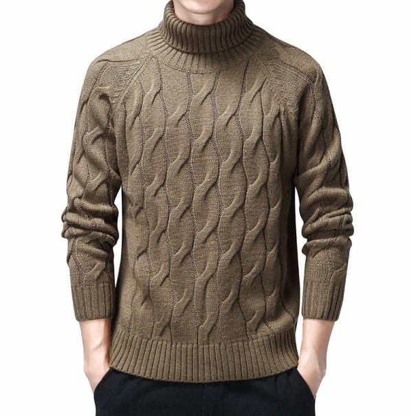 Pulover bărbătesc cu guler F213 maro L