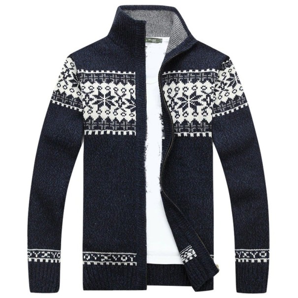 Pulover bărbătesc cu model F254 albastru inchis XS