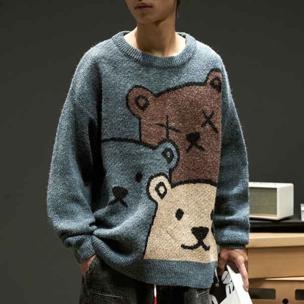 Pulover bărbătesc cu urși albastru S