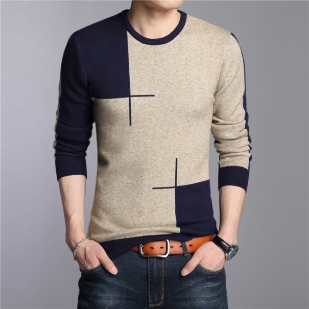 Pulover bărbați cu un design interesant J2234 albastru M