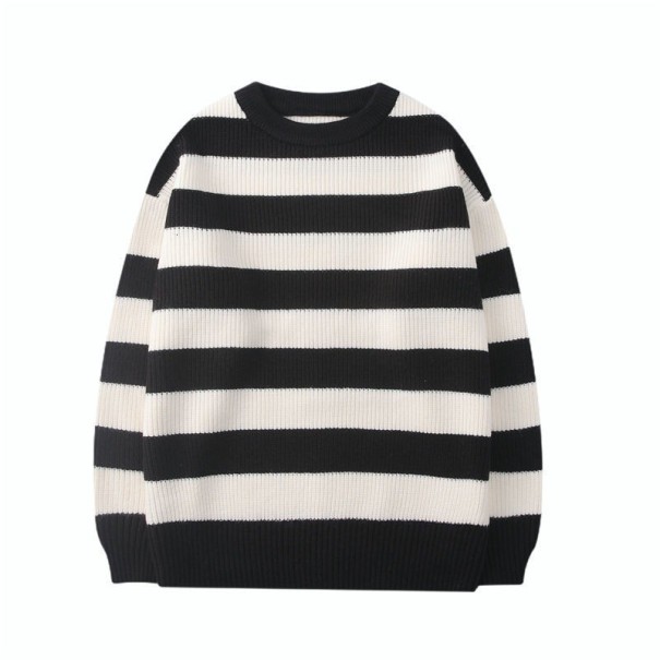 Pulover cu dungi F188 alb XL