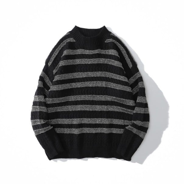 Pulover cu dungi pentru bărbați F174 negru XL