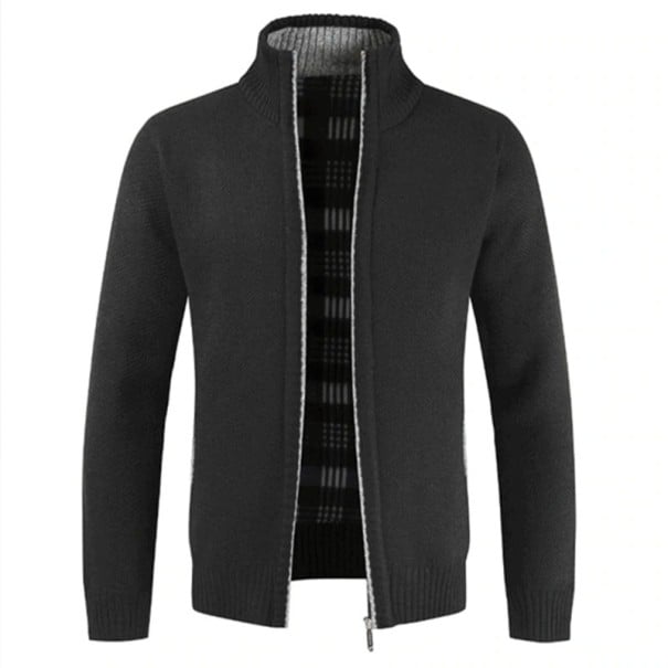 Pulover cu fermoar pentru bărbați negru XL