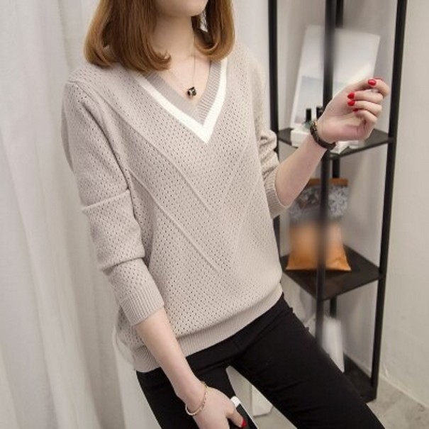Pulover de damă G253 gri deschis S