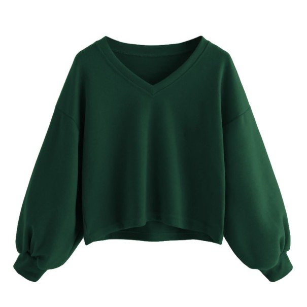 Pulover de femei cu mâneci largi verde inchis S