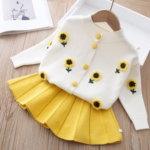 Pulôver e saia para menina L1213 amarelo 9-12 meses