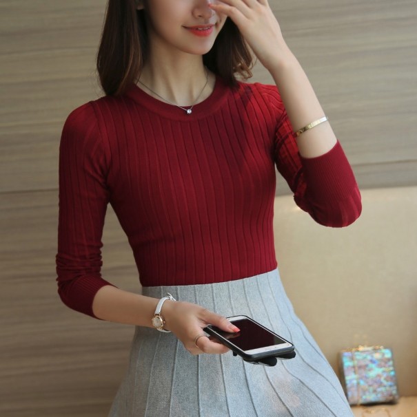 Pulover elegant de damă J848 burgundy L