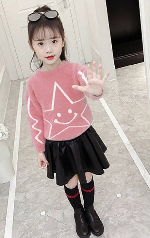 Pulover pentru fete L638 roz 4