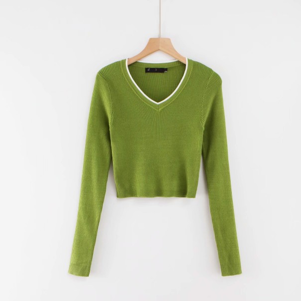 Pulover scurt de dama verde M